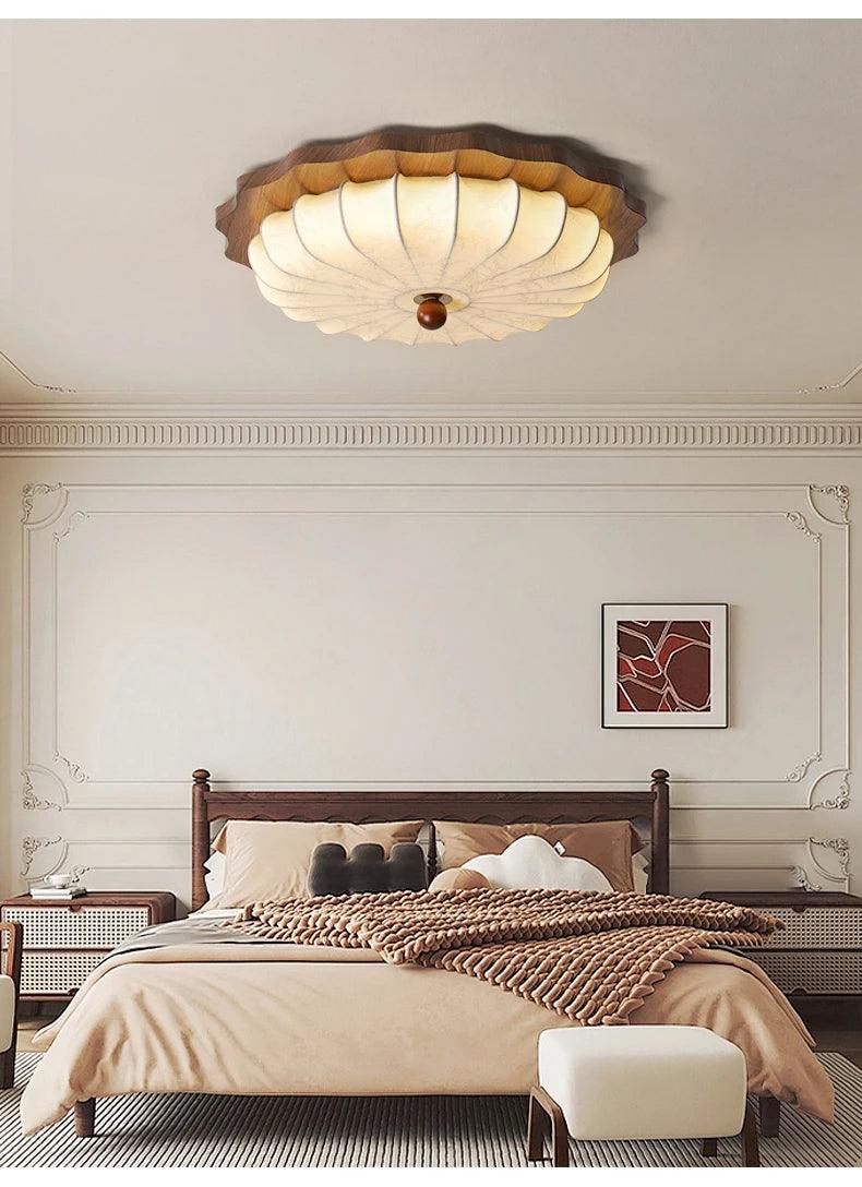 Vintage Fabric Art Ceiling Light │ Japandi Style Chandelier Hanging Lamp - Besontique Home