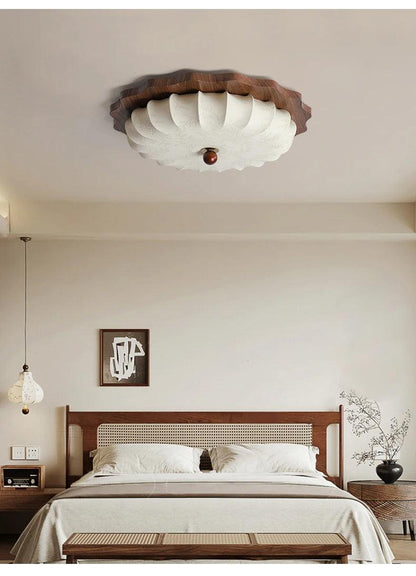 Vintage Fabric Art Ceiling Light │ Japandi Style Chandelier Hanging Lamp - Besontique Home