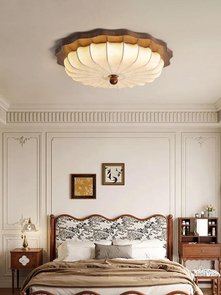Vintage Fabric Art Ceiling Light │ Japandi Style Chandelier Hanging Lamp - Besontique Home