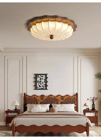 Vintage Fabric Art Ceiling Light │ Japandi Style Chandelier Hanging Lamp - Besontique Home