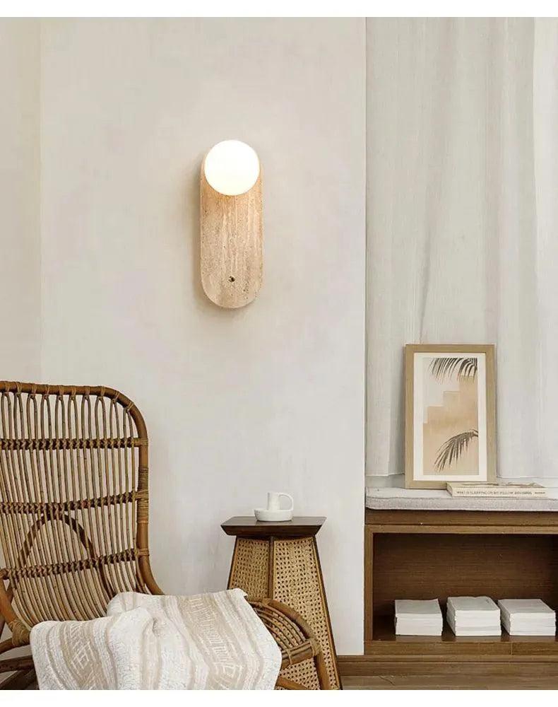 Vintage Natural Cave Stone Wall Lighting │ Modern Japanese Style LED Indoor Wall Mounted Lamp Light - Besontique Home