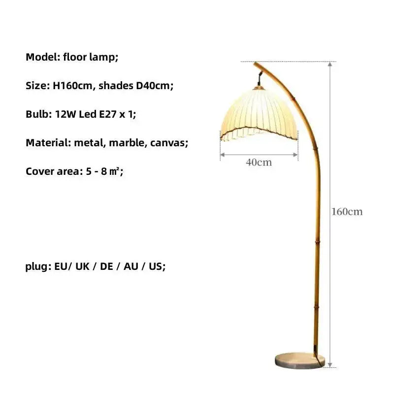 Vintage Retro style Bamboo Tall Floor Lamp - Besontique Home