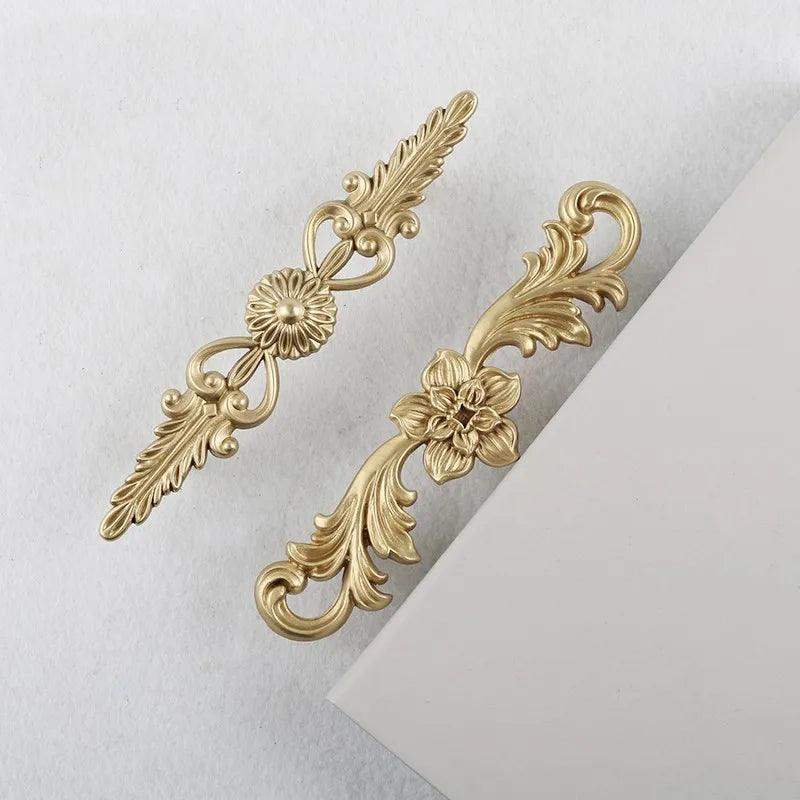 Vintage Style Gold Brass Furniture Door Knob │ French European Kitchen Handles - Besontique Home