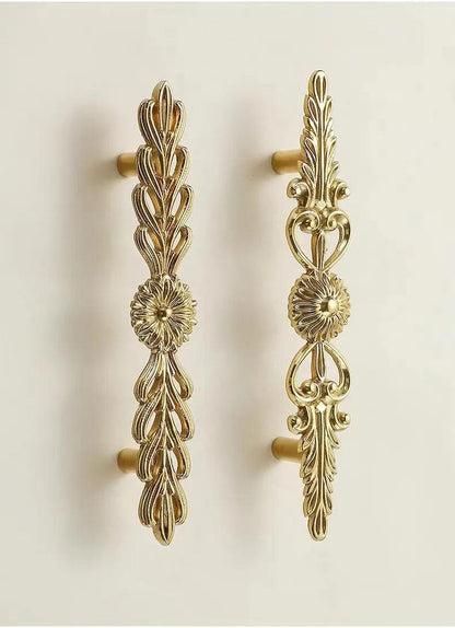 Vintage Style Gold Brass Furniture Door Knob │ French European Kitchen Handles - Besontique Home