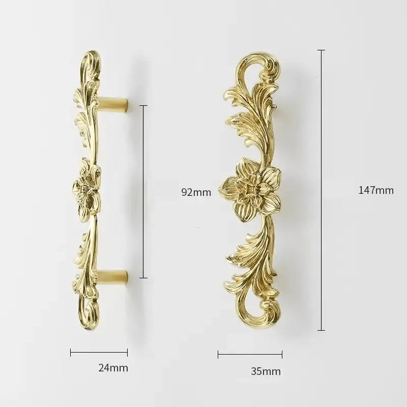 Vintage Style Gold Brass Furniture Door Knob │ French European Kitchen Handles - Besontique Home
