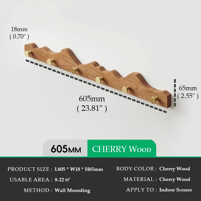 Vintage Wood Brass Abstract Wall-Mounted Hanging Storage Hook - Besontique Home