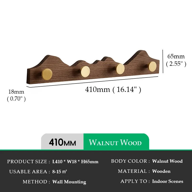 Vintage Wood Brass Abstract Wall-Mounted Hanging Storage Hook - Besontique Home