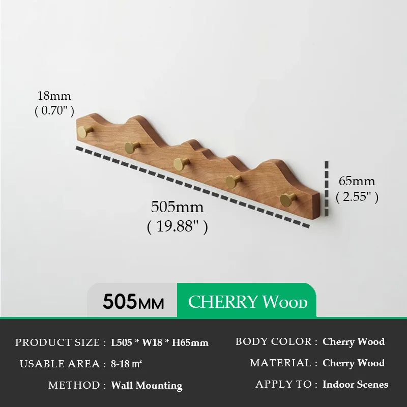 Vintage Wood Brass Abstract Wall-Mounted Hanging Storage Hook - Besontique Home