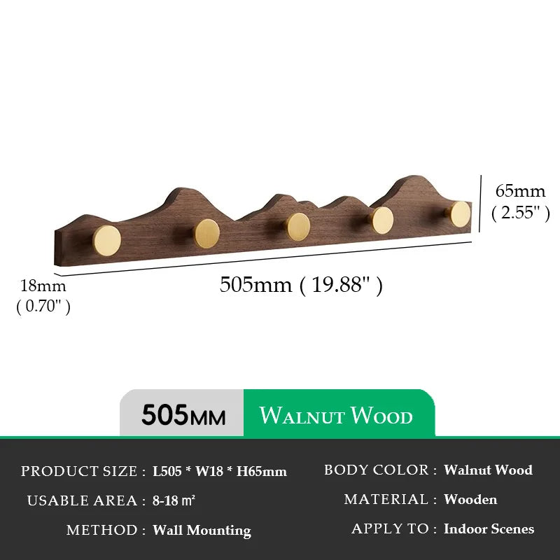 Vintage Wood Brass Abstract Wall-Mounted Hanging Storage Hook - Besontique Home