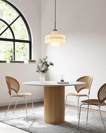 White Glass Geometric pattern Pendant Ceiling Lamp Light - Besontique Home
