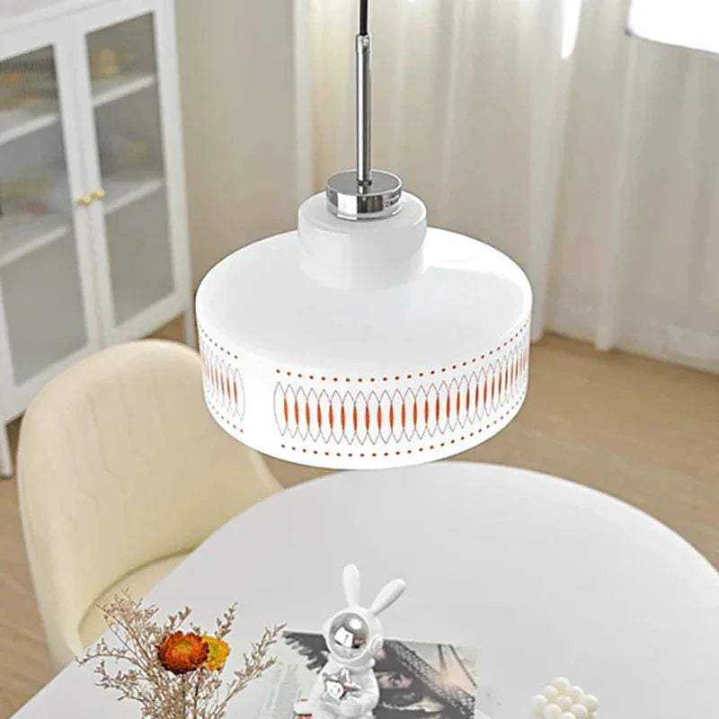 White Glass Geometric pattern Pendant Ceiling Lamp Light - Besontique Home