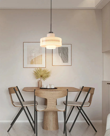 White Glass Geometric pattern Pendant Ceiling Lamp Light - Besontique Home