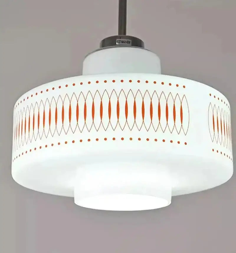 White Glass Geometric pattern Pendant Ceiling Lamp Light - Besontique Home