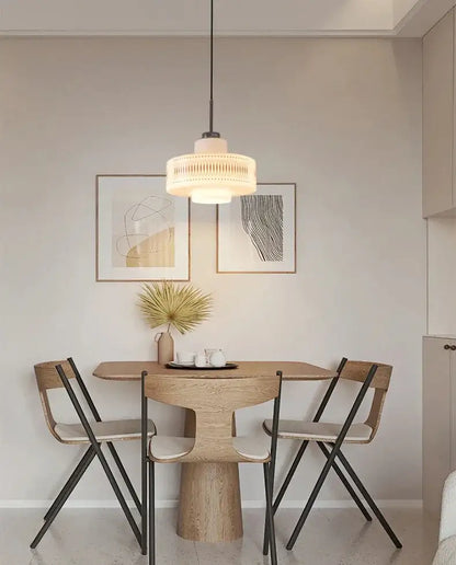 White Glass Geometric pattern Pendant Ceiling Lamp Light - Besontique Home