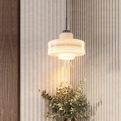 White Glass Geometric pattern Pendant Ceiling Lamp Light - Besontique Home