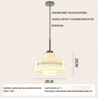 White Glass Geometric pattern Pendant Ceiling Lamp Light - Besontique Home