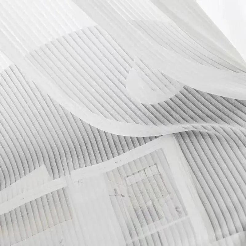 White Striped Tulle Veil Curtain │ Modern Simple Transparent Blinds Window Drapes - Besontique Home