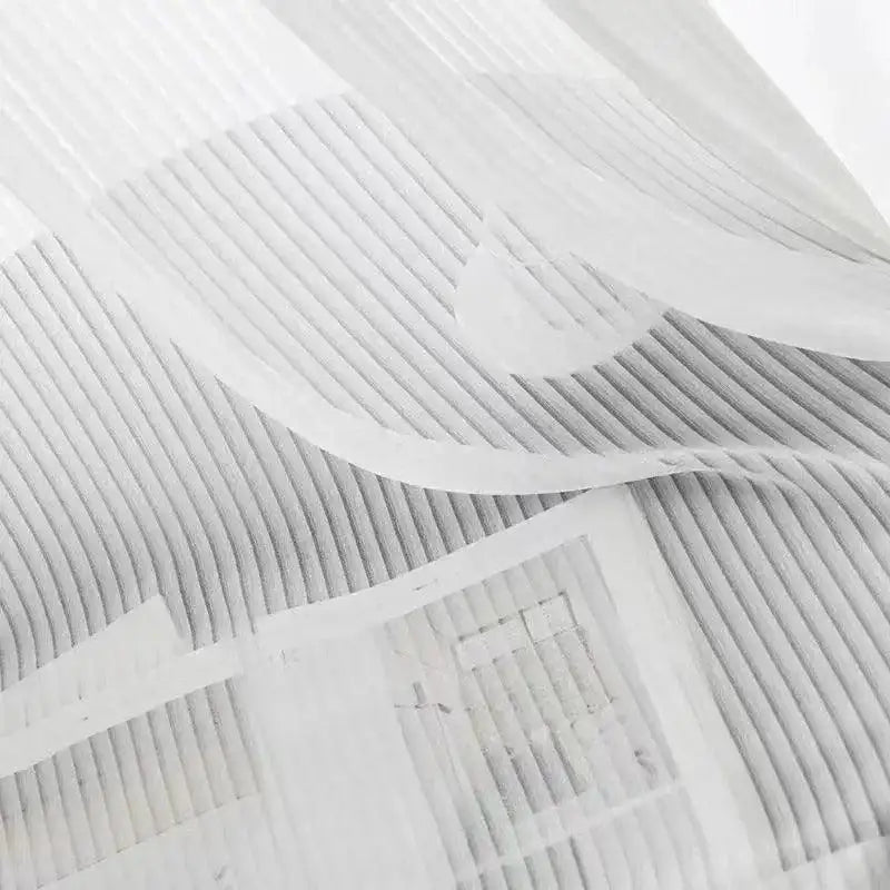 White Striped Tulle Veil Curtain │ Modern Simple Transparent Blinds Window Drapes - Besontique Home