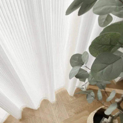 White Striped Tulle Veil Curtain │ Modern Simple Transparent Blinds Window Drapes - Besontique Home