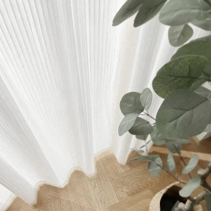White Striped Tulle Veil Curtain │ Modern Simple Transparent Blinds Window Drapes - Besontique Home