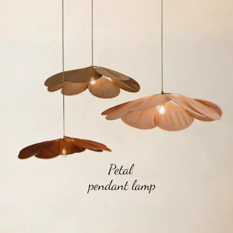 Modern Fabric Flower Art Petal Pendant Ceiling Light │ Neutral Solid Color Chandelier Hanging Lamp