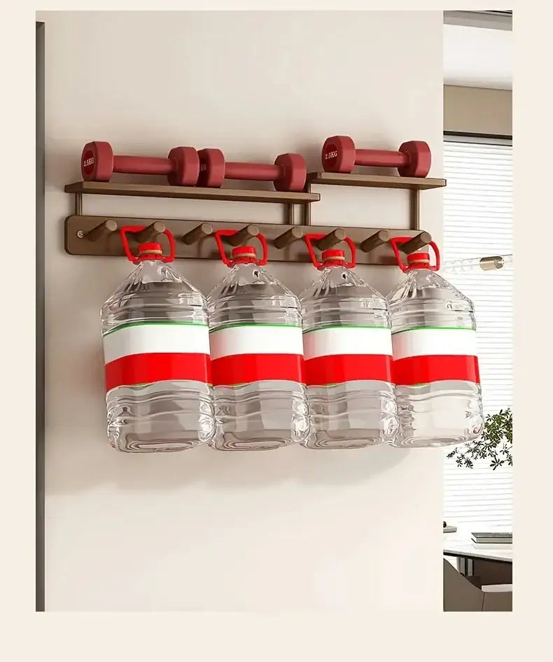 Wood Entrance Wall Mounted Coat Rack 6 Hooks with Shelf - Besontique Home