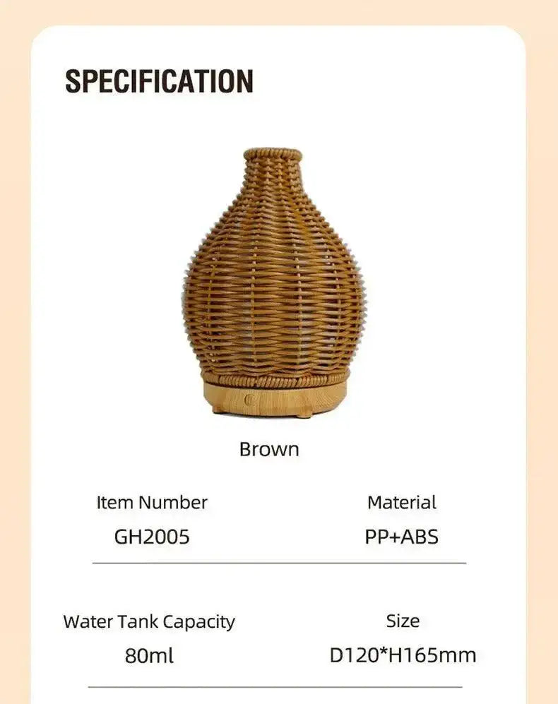 Wood Ratten Vase Shape Humidifier - Besontique Home