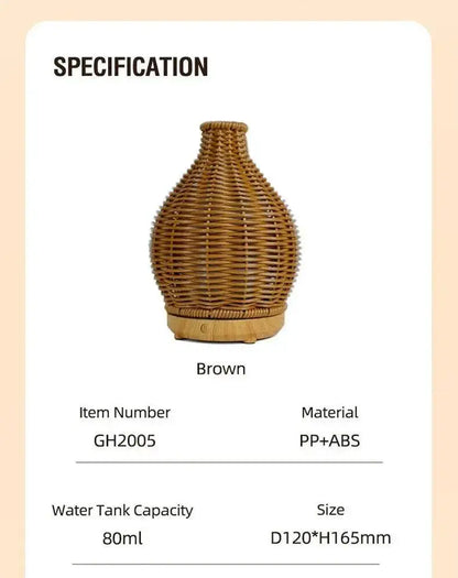 Wood Ratten Vase Shape Humidifier - Besontique Home