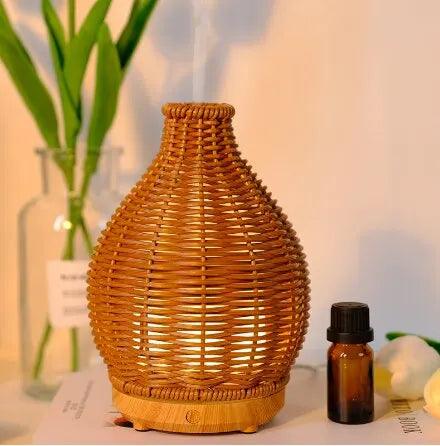 Wood Ratten Vase Shape Humidifier │ Modern Boho Home Fragrance Essential Oil Diffuser - Besontique