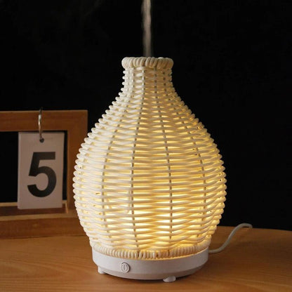 Wood Ratten Vase Shape Humidifier │ Modern Boho Home Fragrance Essential Oil Diffuser - Besontique