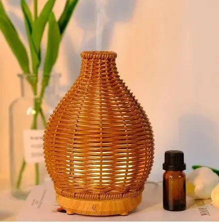 Wood Ratten Vase Shape Humidifier │ Modern Boho USB charging Home Fragrance Essential Oil Diffuser - Besontique Home