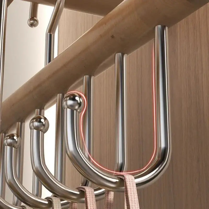Wooden Camisole Clothes Hanger with 8 Hooks │ Rotatable Multifunctional Tie Belt Storage Organizer Hanger - Besontique Home