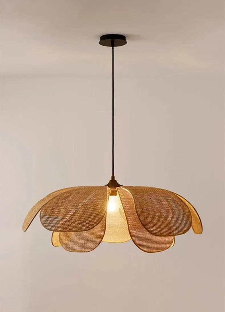 Woven Petal Pendant Ceiling Lamp Light │ Modern Rattan Chandelier Hanging Lamp - Besontique