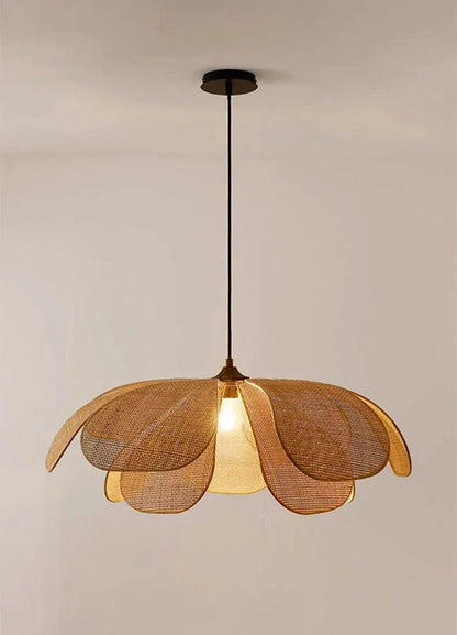 Woven Petal Pendant Ceiling Lamp Light │ Modern Rattan Chandelier Hanging Lamp - Besontique