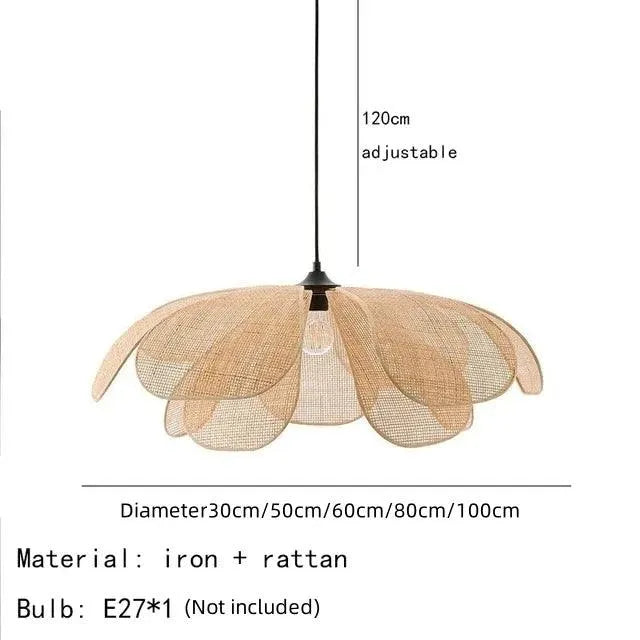 Woven Petal Pendant Ceiling Lamp Light │ Modern Rattan Chandelier Hanging Lamp - Besontique