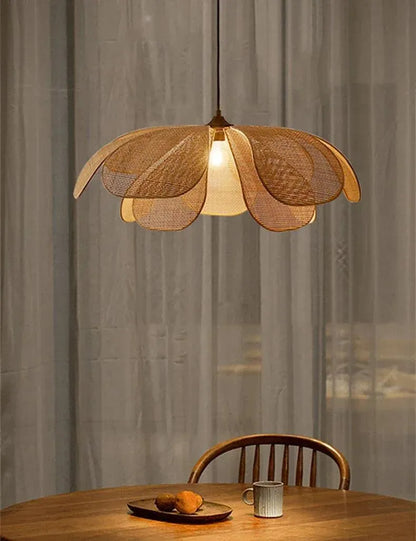 Woven Petal Pendant Ceiling Lamp Light │ Modern Rattan Chandelier Hanging Lamp - Besontique