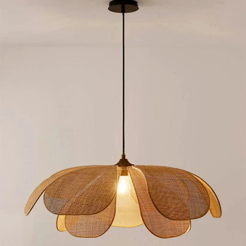 Woven Petal Pendant Ceiling Lamp Light │ Modern Rattan Chandelier Hanging Lamp - Besontique