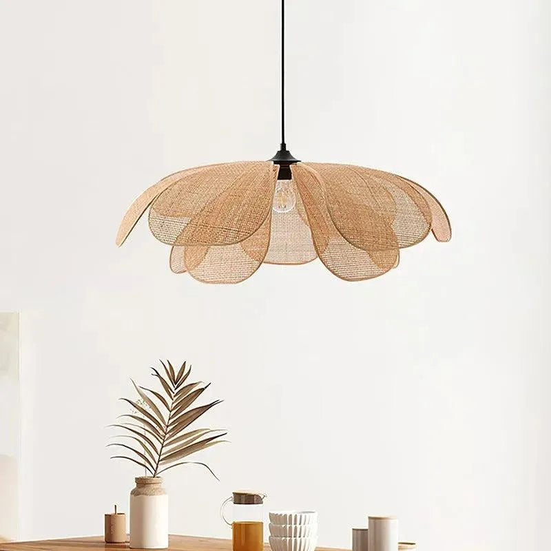 Woven Petal Pendant Ceiling Lamp Light │ Modern Rattan Chandelier Hanging Lamp - Besontique