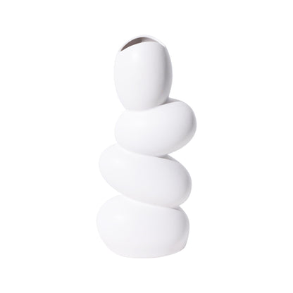 Modern Art Sculpture Egg Shape Vase │ Minimal White Decorative Pot  Besontqiue
