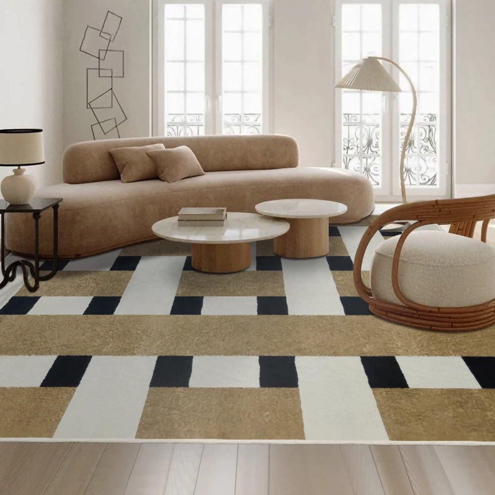 Modern Vintage Living Room Carpet │ Classic Geometric Art Design Rug