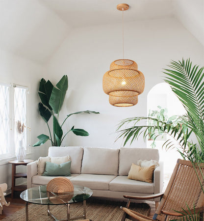 Bamboo Hand Woven Ceiling Light │ Modern Lantern Chandelier Lighting for Bedroom Living room Besontique Home Deecor 