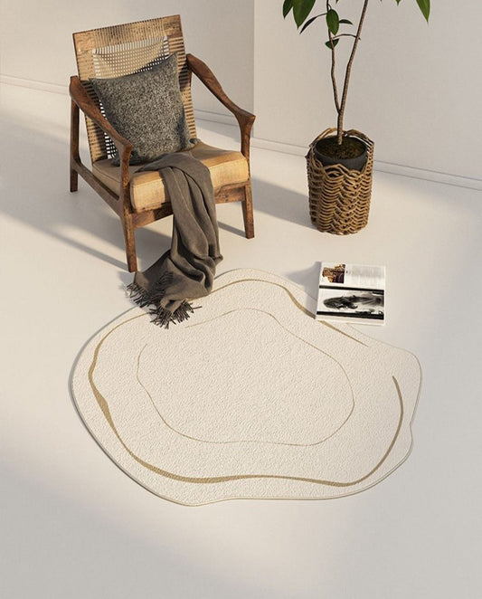 Modern Simple Irregular Luxury Carpet │ Geometric Beige Line Design Rug Besontique