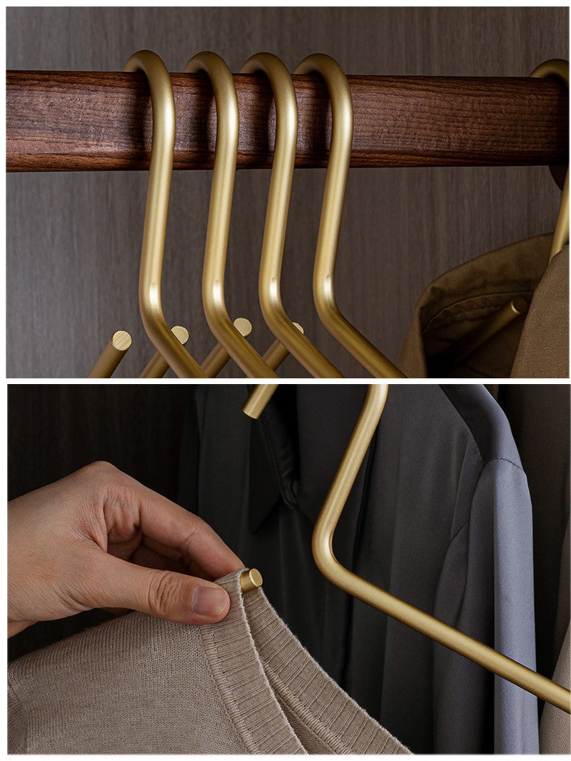 5 pcs Solid Matte Gold Clothes Coat Hangers │ Seamless Metal Wardrobe Organizer Besontique Home