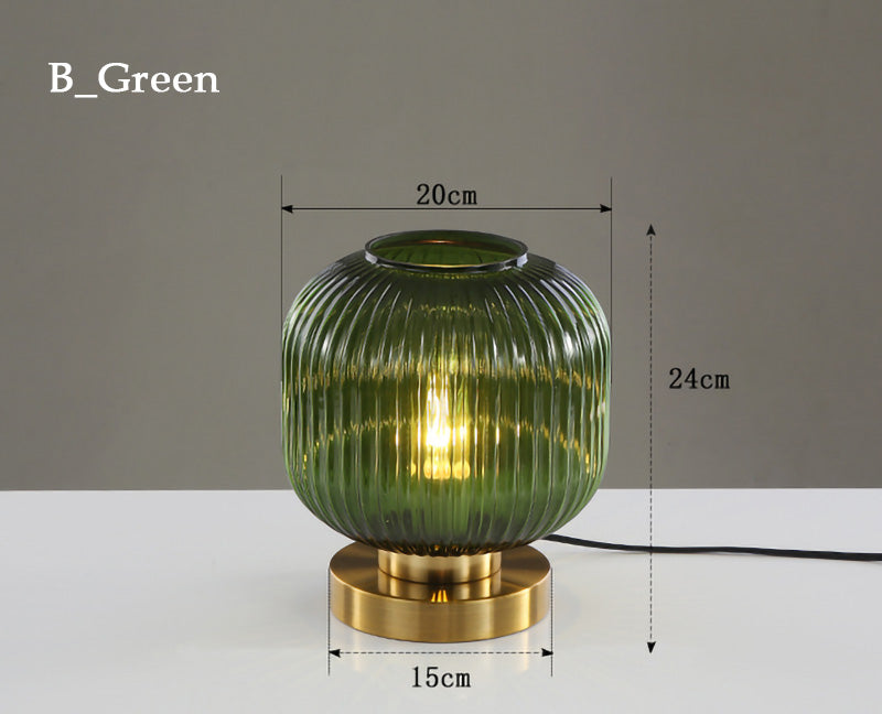 Modern Nordic Stained Glass Table Lamp Light (White / Amber / Green / Grey) Besontique Home Decor
