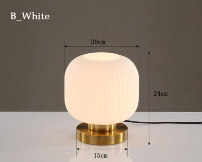 Modern Nordic Stained Glass Table Lamp Light (White / Amber / Green / Grey) Besontique Home Decor