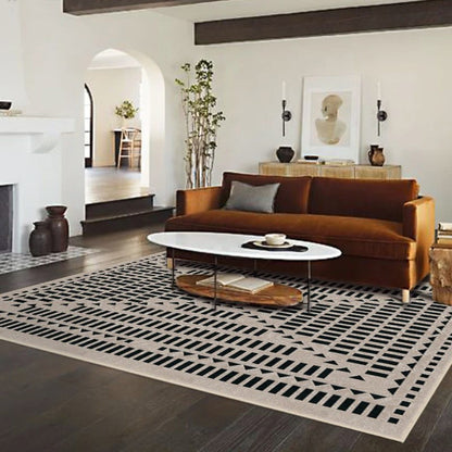 Modern Retro Living Room Carpet │ Light Luxury Plaid Geometric Soft Floor Rug Besontique Home