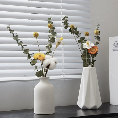 Weiße einfache Keramik-Trockenblumenvase │ Heimdekoration Raumdekorationsartikel