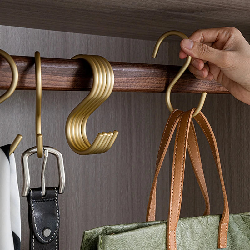 5 pcs Matte Gold/Silver Small S Shape Hook Holders │ Modern Practical Clothes Hangers Besontique Home Bedroom 