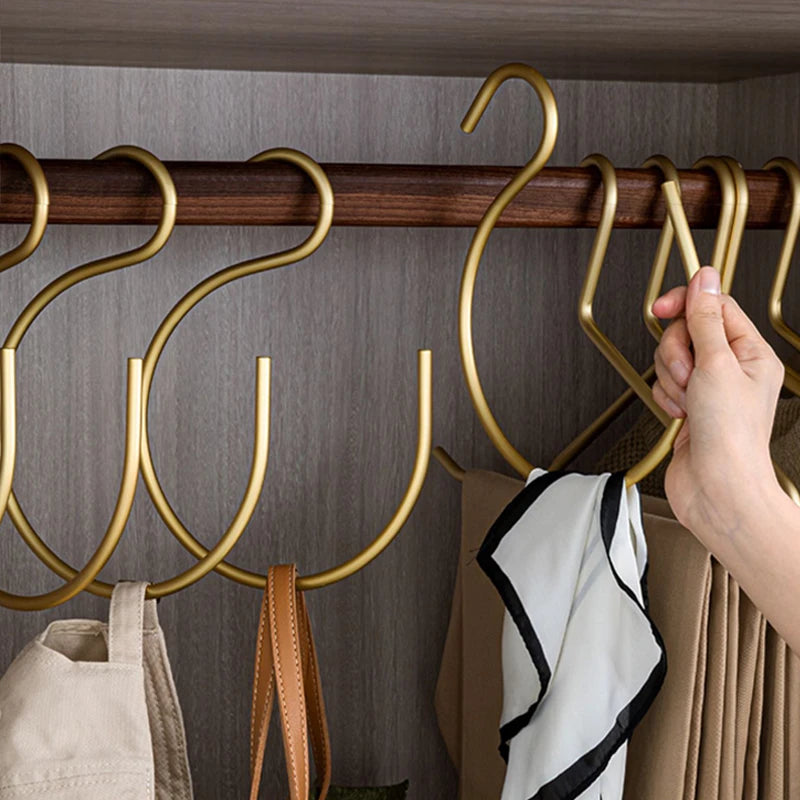 5 pcs Matte Gold/Silver S Shape Hook Holders │ Modern Practical Clothes Hangers