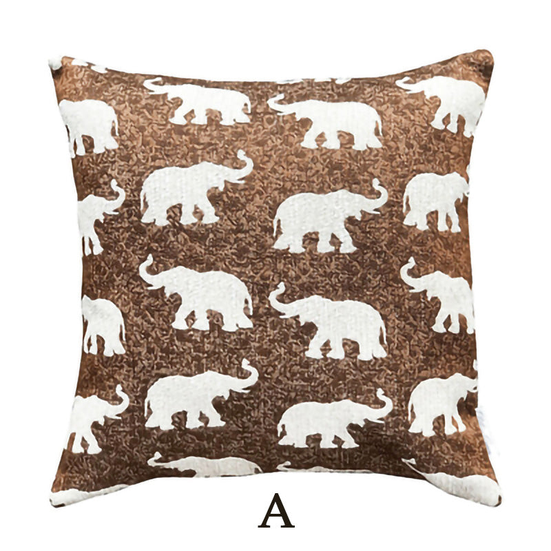 Modern Simple Geometric Elephant Pattern Cushion Cover │ Ivory Soft Decorative Couch Pillow Case Besontique Home Decor